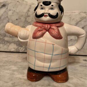 Vintage Kmart Chef Baker Teapot - Novelty Figural Ceramic - 8" Tall
